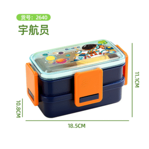 2640-Colorful cartoon double-layer stainless steel lunch box (500mlx2+sauce cup 80ml)