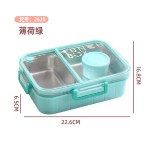 2620-Laser Colorful Non Flavored Meal Box (Stainless Steel 2-Grid 800ml+Sauce Cup 80ml)
