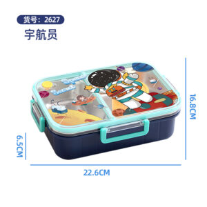 2627-Colorful cartoon leak-proof lunch box (stainless steel 2 compartments 800ml+sauce cup 80ml)