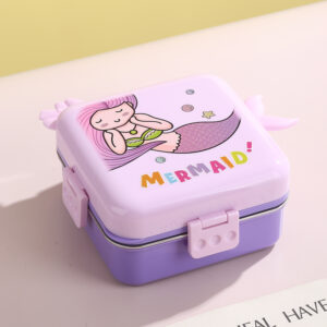 7151-Mermaid Square Stainless Steel Meal Box 1120ml+70ml