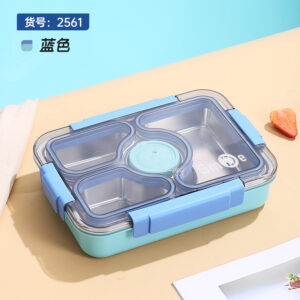 2561-950ml independent sealed stainless steel lunch box (3 compartments+PP bowl 80ml+stainless steel spoons and chopsticks)