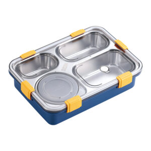 7072-304 stainless steel lunch box with four compartments and soup bowl 850ml+150ml