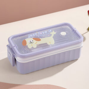 7126-Cartoon handheld single-layer plastic lunch box with bowl 750+200ml