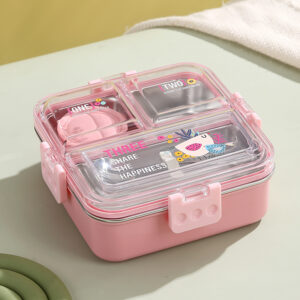 7138-UV  printed square height with sauce box stainless steel lunch box 1120+70ml