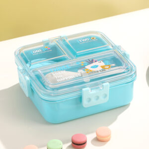 7139-UV  printed square height with sauce box plastic lunch box 1020+70ml