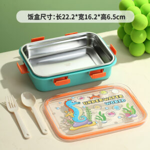 7197-UV 850ml Cartoon stainless steel lunch box-1 Grid（PP fork and ladle）