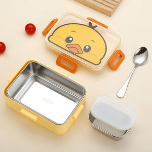 2531A-Cute stainless steel lunch box 600ml+soup bowl 100ml (with stainless steel spoon)