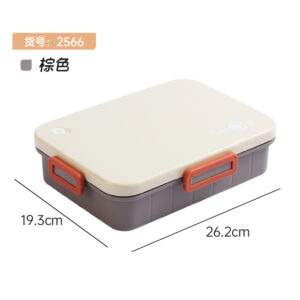 2566-900ml independent sealed stainless steel lunch box (fashionable four compartments+bowl 150ml stainless steel spoon and chopsticks)