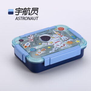 2586-Colorful cartoon sealed stainless steel lunch box (3 compartments, 710ml+stainless steel chopsticks and spoons)