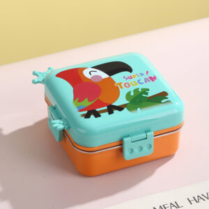 7149-Large mouthed bird square stainless steel lunch box 1120ml+70ml
