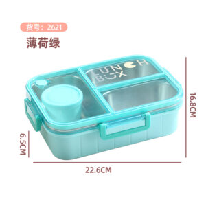 2621-Colorful cartoon double-layer lunch box (700mlx2+external sauce cup 80ml+PP spoon)