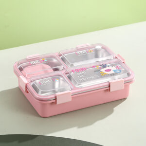 7136-UV printed four grid sauce box with raised stainless steel 900+70ml