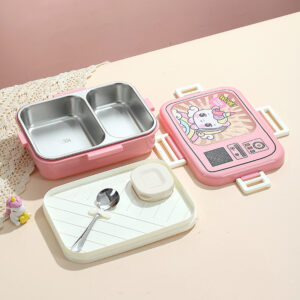7124-TV stainless steel lunch box (two compartments) 800ml+70ml
