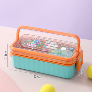 7193-UV Handheld single-layer cartoon  plastic lunch box（PP Spork+PP soup bowl）