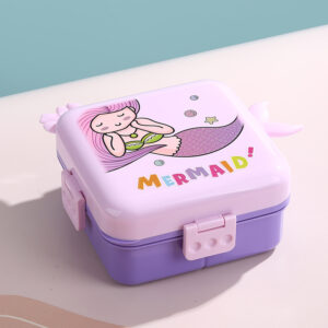 7147-Mermaid Square Plastic Meal Box 1590ml+70ml