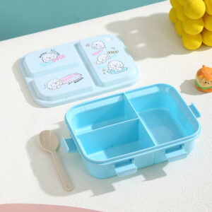 7152-UV printed individual sealed plastic leak-proof three compartment lunch box (1260ml