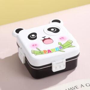 7148-Panda Square Stainless Steel Meal Box 1120ml+70ml