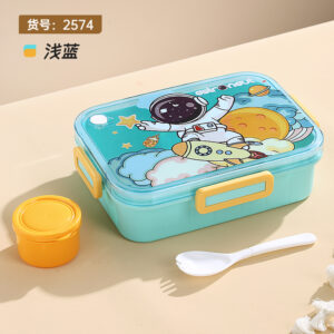 2574-1.2L Cute and Fun Sealed Meal Box (3 compartments+80ml Salad Cup+PP Spoon)