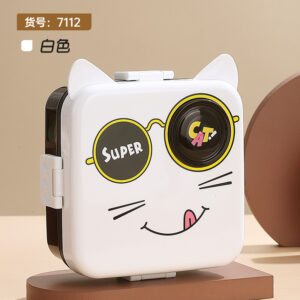 7112-Kitten Square Lunch Box (Plastic) 1590ml+70ml