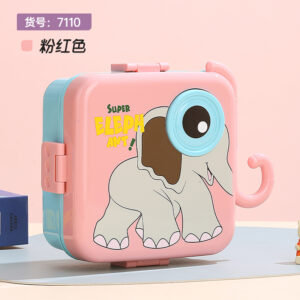 7110-Elephant Square Lunch Box (Plastic) 1590ml+70ml