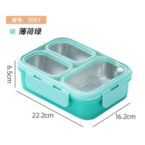 7097-3 compartments stainless steel leak proof lunch boxes 620ml